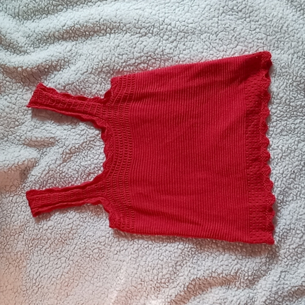 ❤Red knitted tank top